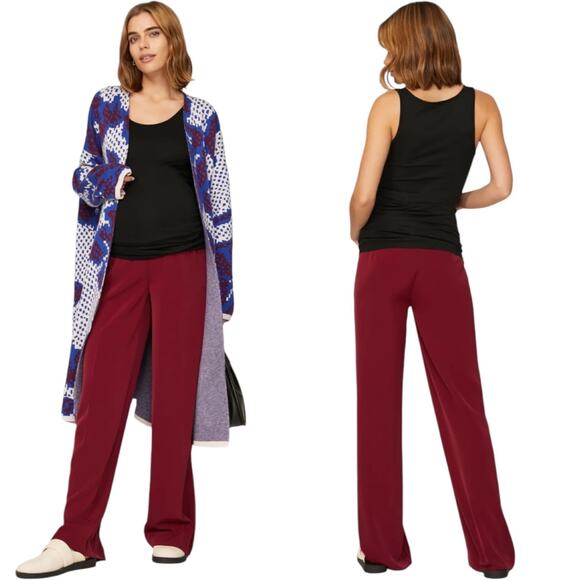 PIETRO BRUNELLI Freddie Wide Leg Maternity Trouser Pants Wine Red Size Medium - Picture 1 of 16